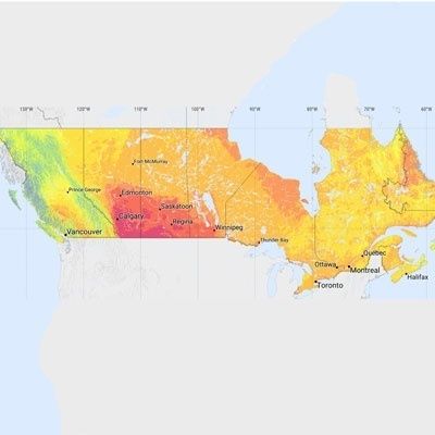 Canada solar radiation map