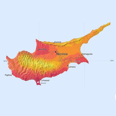 Cyprus solar radiation map