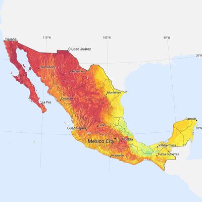 Mexico solar radiation map